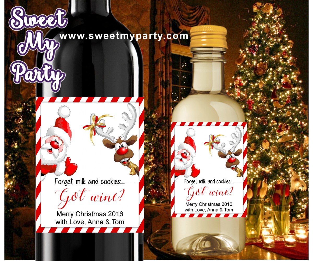 Christmas wine Labels,Mini Wine Labels,Christmas Mini Wine Labels,(005ch)